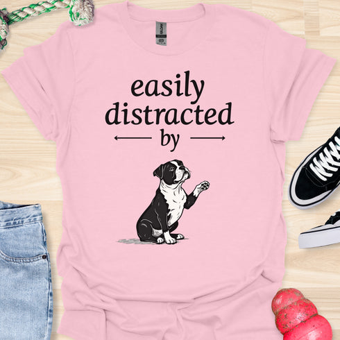 Easily distracted by bulldogs - V10 - Cute Sitting Paw T-Shirt